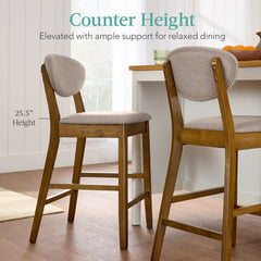 Set of 2 Modern Counter-Height Bar Stool Set W/ Upholstered Seat Cushion