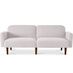 Curved Convertible Futon, Boucle Fabric Split-Back Sleeper Bed