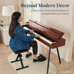 Modern 88 Key Fully Weighted Desk Style Digital Piano w/ Metal Legs