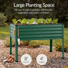 Elevated Galvanized Metal Garden Bed w/ Corner Protectors - 48x24x30in
