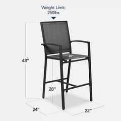 Set of 2 Outdoor Barstools, Patio Chairs w/ Footrests, All-Weather Mesh