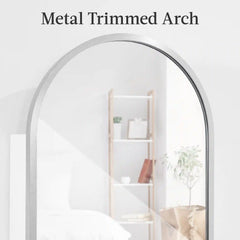 Door/Wall Mounted Arch Mirror Jewelry Armoire, w/ Metal Frame, Built-In Lock