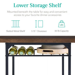 3-Piece Modern Square Dining Set w/ Storage Rack