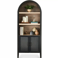 72" Tall Arched Pantry Cabinet w/ Doors, 5-Tier Storage Cabinet w/ Shelves