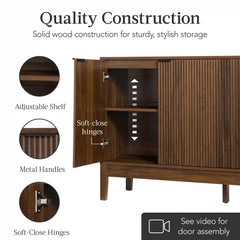 4-Door Reeded Storage Cabinet, Accent Furniture, Sideboard