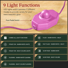 Pink Pre-Lit Sparse Flocked Christmas Tree w/ 2-in-1 LEDs, Cordless Connection