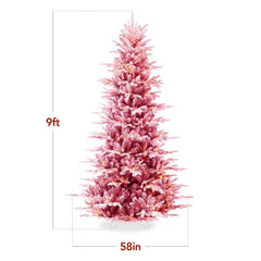 Pre-Lit Flocked Artificial Aspen Noble Fir Christmas Tree w/ Metal Stand