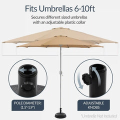 Plastic Patio Umbrella Base Pole Holder Accessory w/ Adjustable Knob