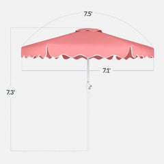 7.5ft Patio Market Umbrella,Wavy Trim, UV-Fade-Resistant, Crank & Tilt