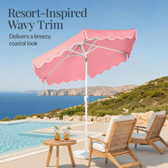 7.5ft Patio Market Umbrella,Wavy Trim, UV-Fade-Resistant, Crank & Tilt