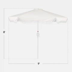 9ft Boho Fringe Umbrella  Tilt, UPF50+, Steel Pole