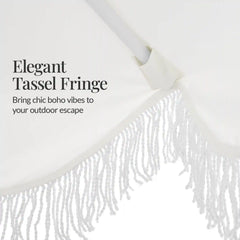 9ft Boho Fringe Umbrella  Tilt, UPF50+, Steel Pole