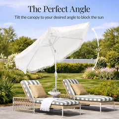 9ft Boho Fringe Umbrella  Tilt, UPF50+, Steel Pole